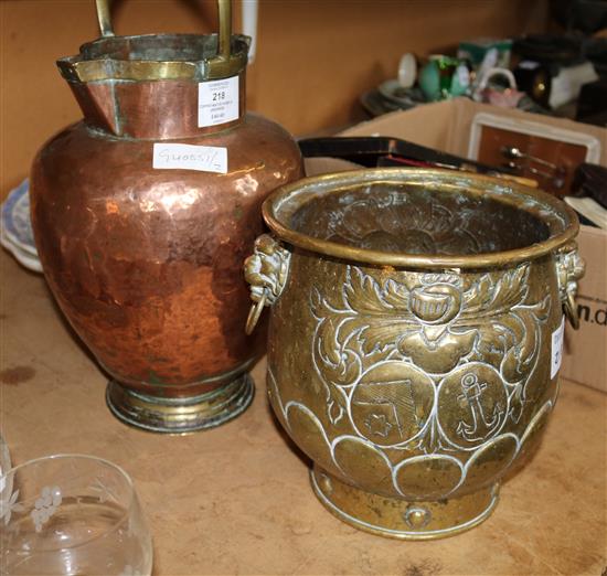 Copper water vessel & jardinere